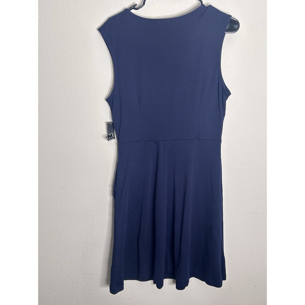 New York & Company Women's Navy Blue Dress Size Medium Zip Front 2 Pockets - Picture 4 of 4